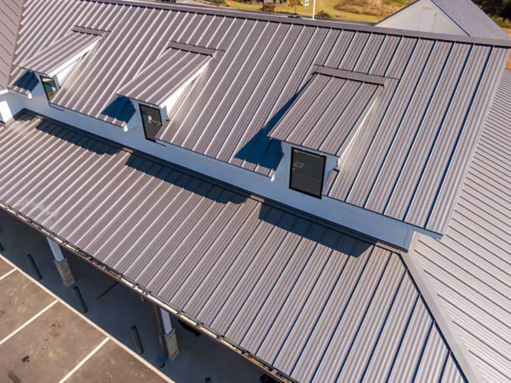 Metal roofing project with skylights